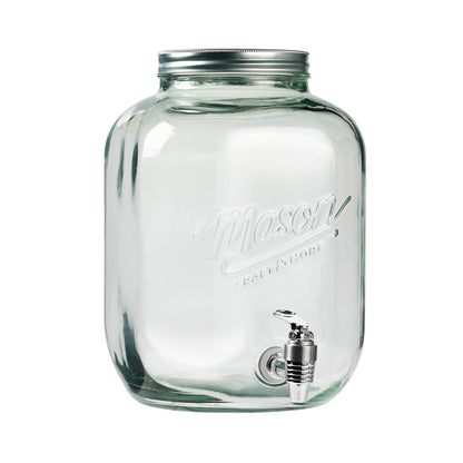Large Glass Belly Drink Dispenser with Metal Lid, 11 Liter