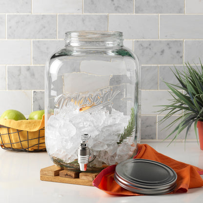 Large Glass Belly Drink Dispenser with Metal Lid, 11 Liter