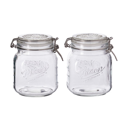 2-Piece Airtight Glass Clamp Jar Set, 1 Liter