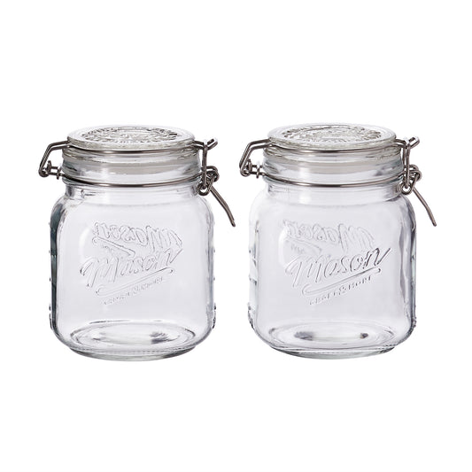 2-Piece Airtight Glass Clamp Jar Set, 1 Liter