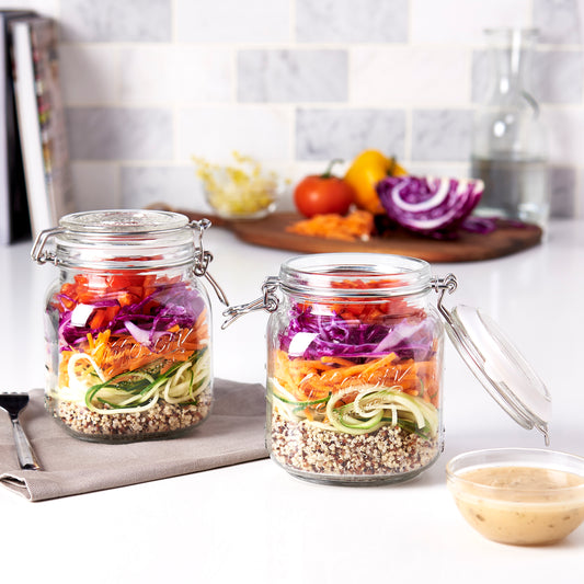 2-Piece Airtight Glass Clamp Jar Set, 1 Liter