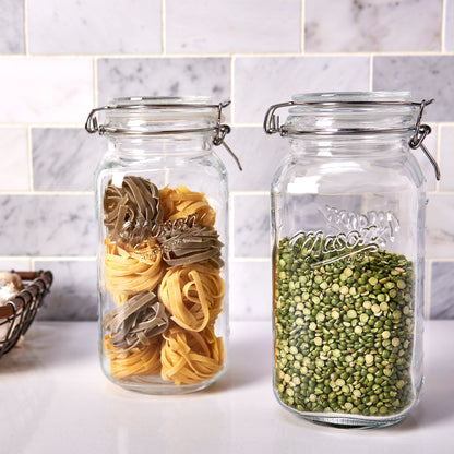 2-Piece Large Airtight Glass Clamp Jar Set, 2 Liter