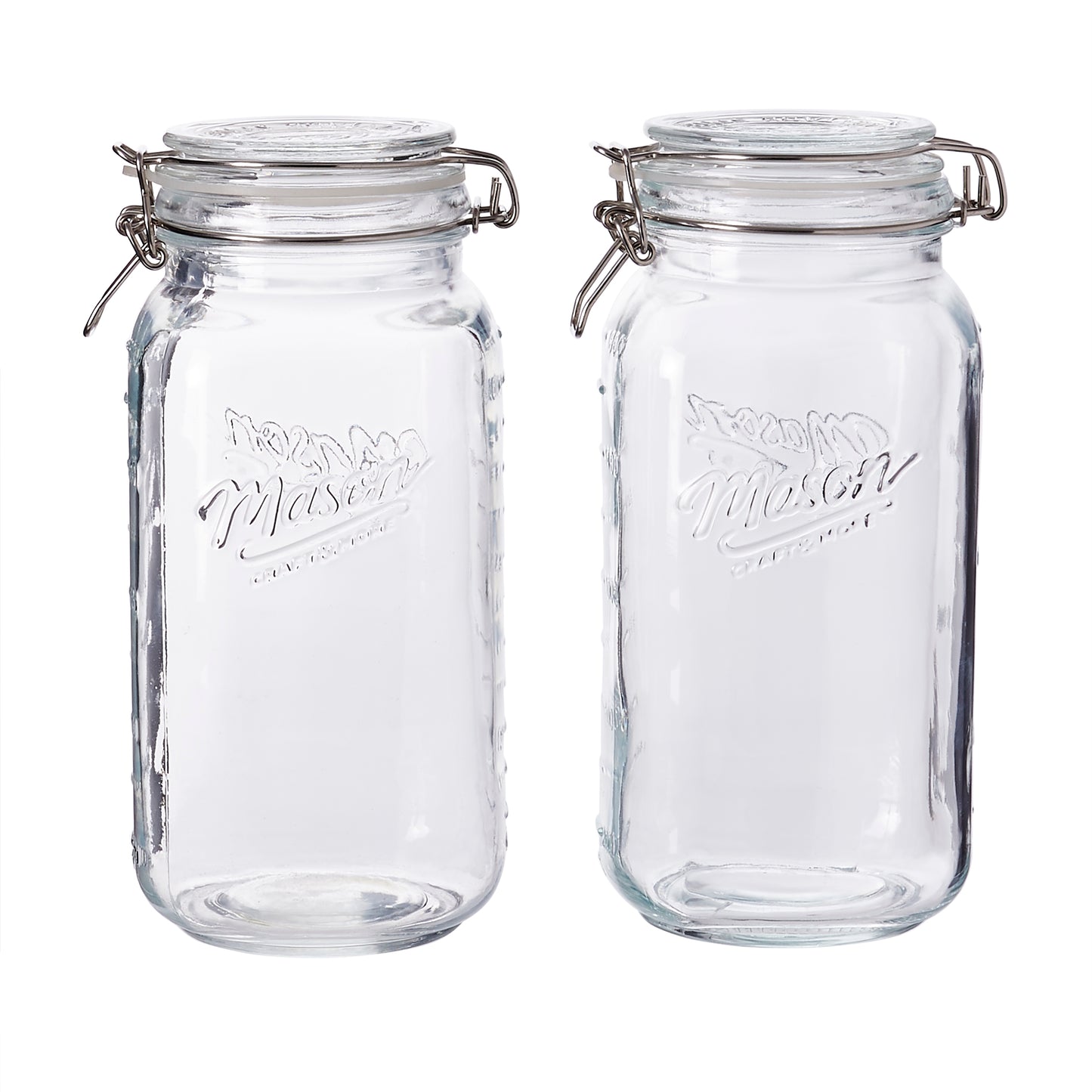 2-Piece Large Airtight Glass Clamp Jar Set, 2 Liter