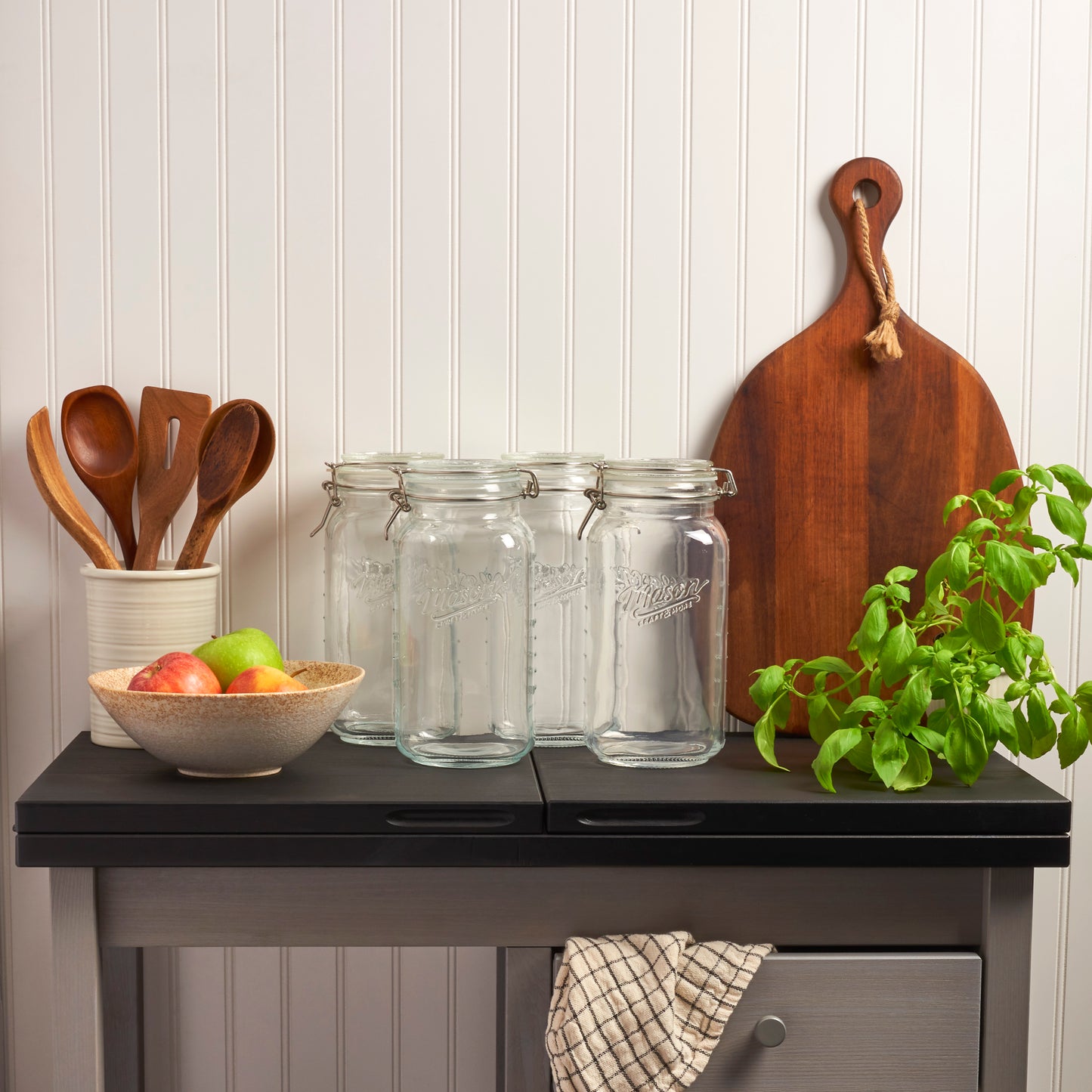 2-Piece Large Airtight Glass Clamp Jar Set, 2 Liter
