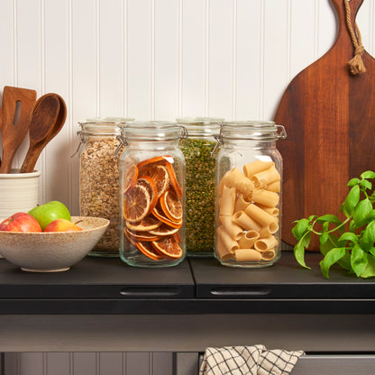 2-Piece Large Airtight Glass Clamp Jar Set, 2 Liter