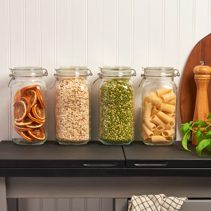 2-Piece Large Airtight Glass Clamp Jar Set, 2 Liter