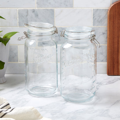 2-Piece Large Airtight Glass Clamp Jar Set, 2 Liter