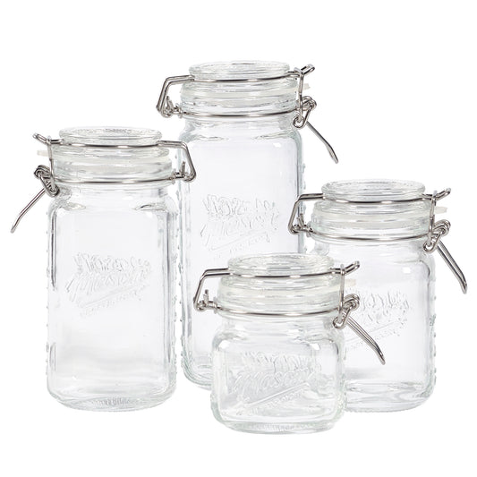 4-Piece Airtight Glass Clamp Jar Set