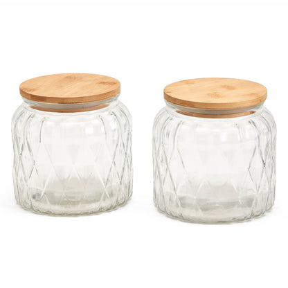 2-Piece Glass Canister Set with Bamboo Lids, 1 Liter