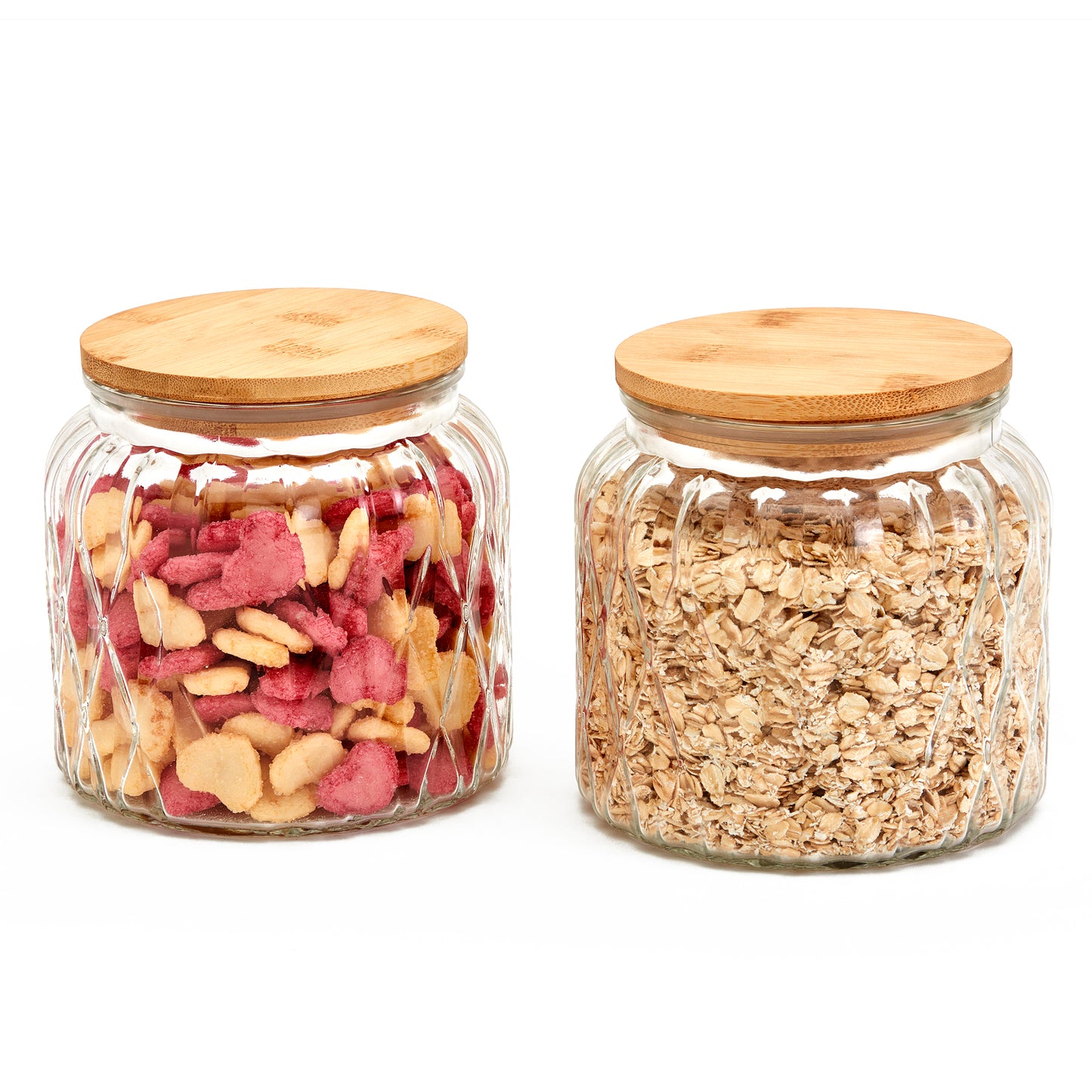 2-Piece Glass Canister Set with Bamboo Lids, 1 Liter