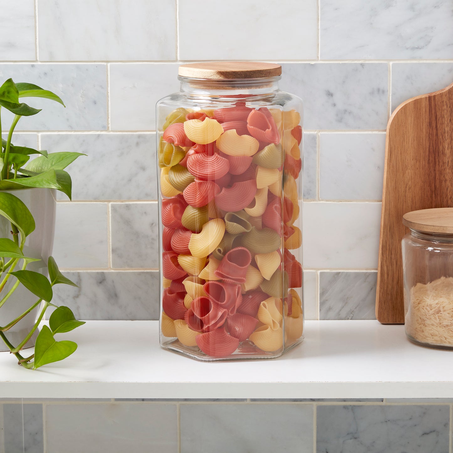 Extra-Large Glass Canister Set with Acacia Wood Lid, 3.7 Liter