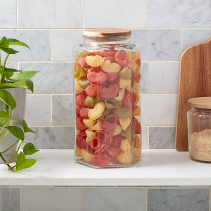 Extra-Large Glass Canister Set with Acacia Wood Lid, 3.7 Liter