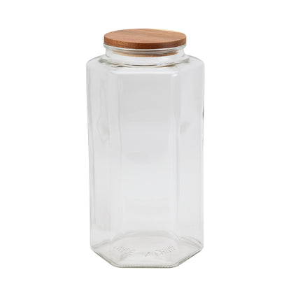 Extra-Large Glass Canister Set with Acacia Wood Lid, 3.7 Liter