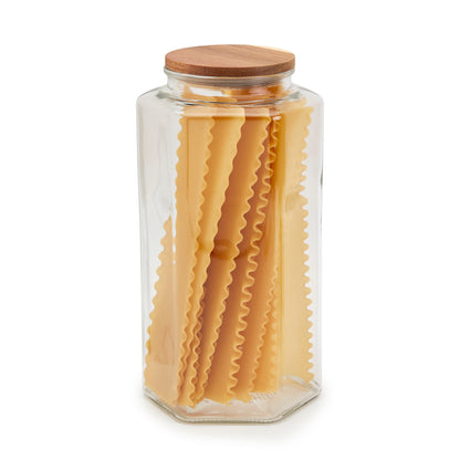 Extra-Large Glass Canister Set with Acacia Wood Lid, 3.7 Liter