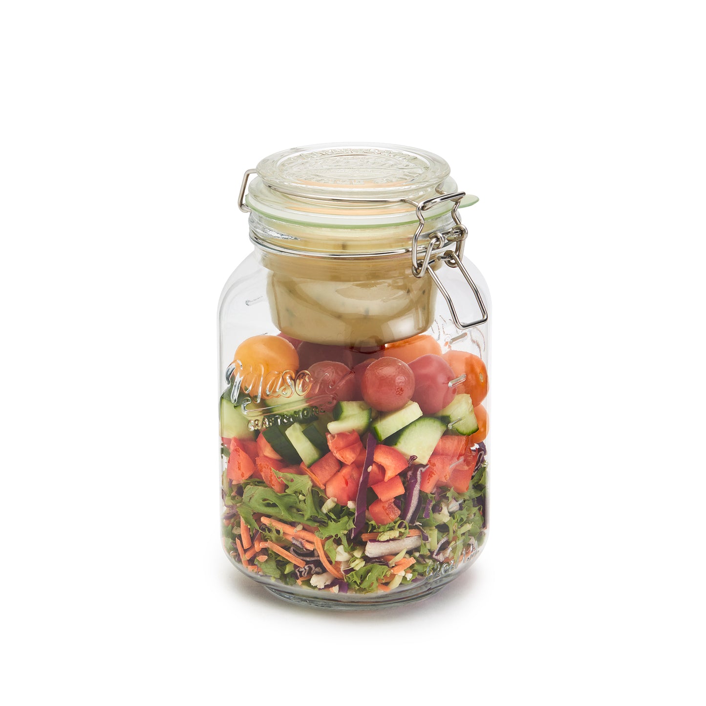 Large Airtight Glass Food-to-Go Clamp Jar, 1.5 Liter