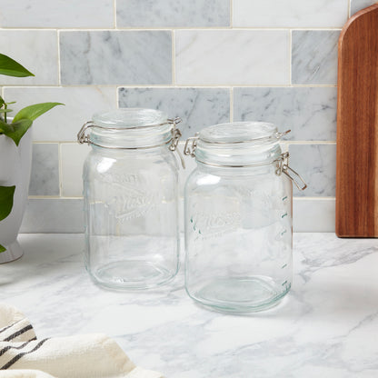 2-Piece Large Airtight Glass Clamp Jar Set, 1.5 Liter