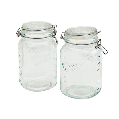 2-Piece Large Airtight Glass Clamp Jar Set, 1.5 Liter