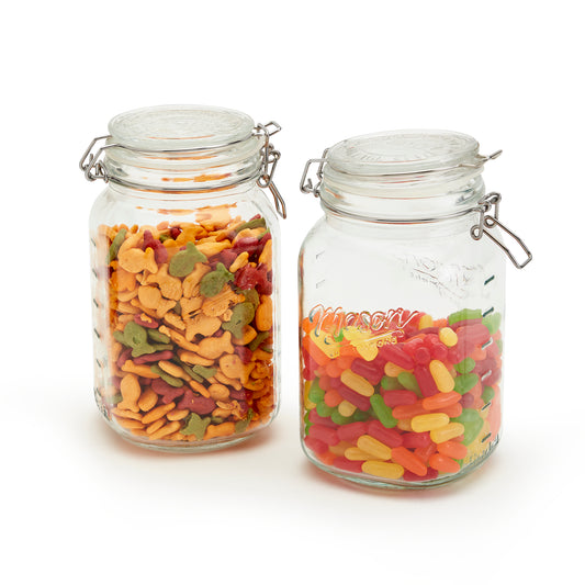 2-Piece Large Airtight Glass Clamp Jar Set, 1.5 Liter