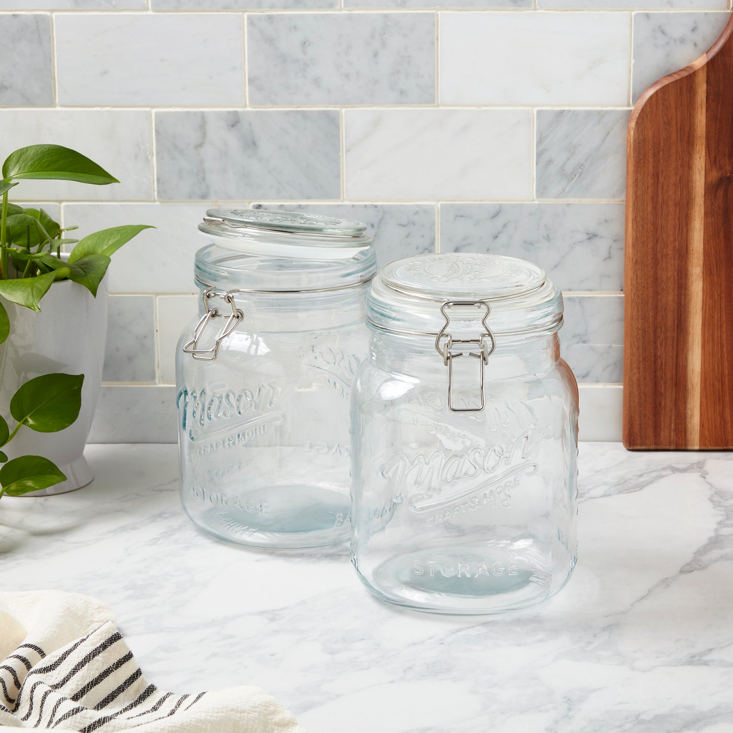 2-Piece Large Airtight Glass Clamp Jar Set, 2.5 Liter