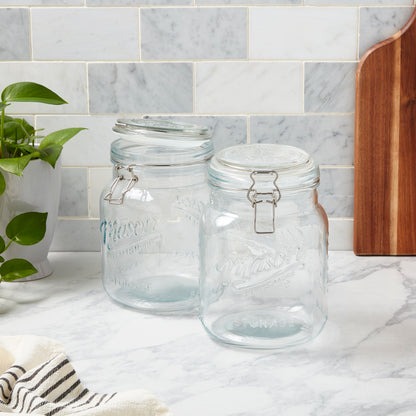 2-Piece Large Airtight Glass Clamp Jar Set, 2.5 Liter