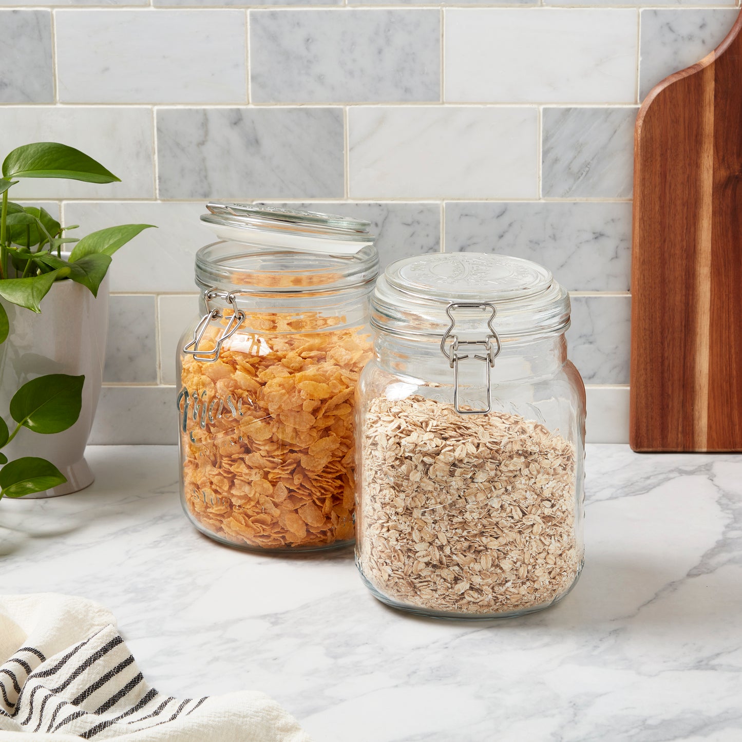 2-Piece Large Airtight Glass Clamp Jar Set, 2.5 Liter
