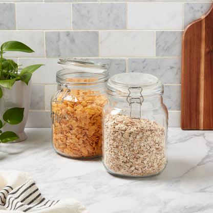2-Piece Large Airtight Glass Clamp Jar Set, 2.5 Liter