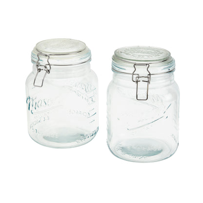 2-Piece Large Airtight Glass Clamp Jar Set, 2.5 Liter