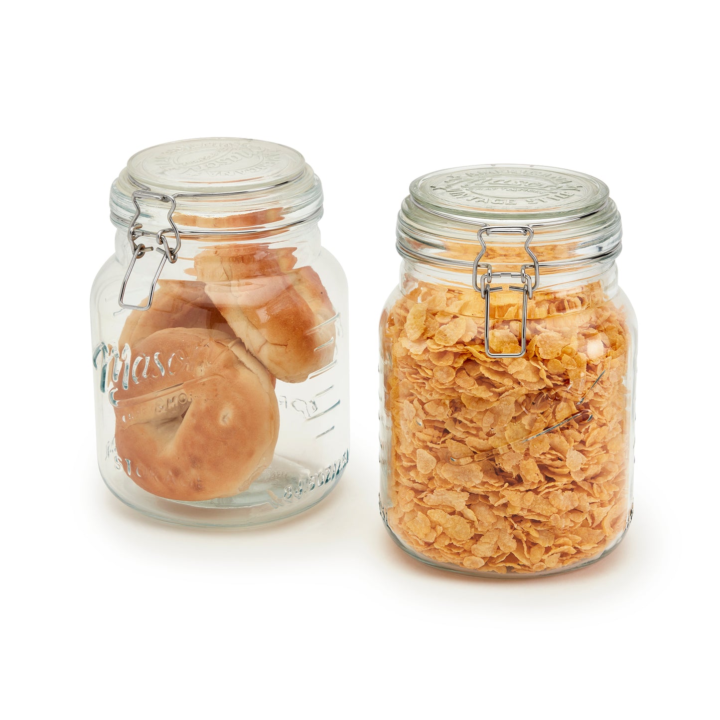 2-Piece Large Airtight Glass Clamp Jar Set, 2.5 Liter