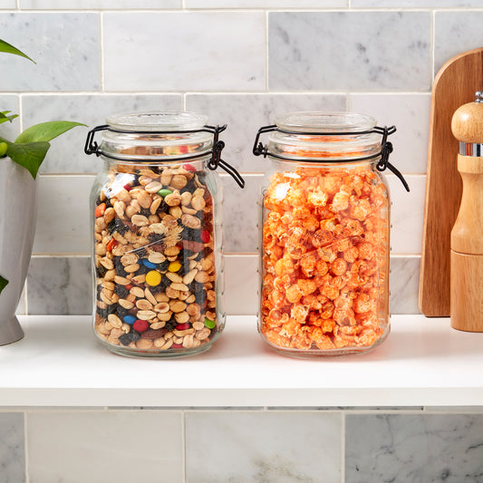 2-Piece Large Airtight Glass Clamp Jar Set, 1.5 Liter
