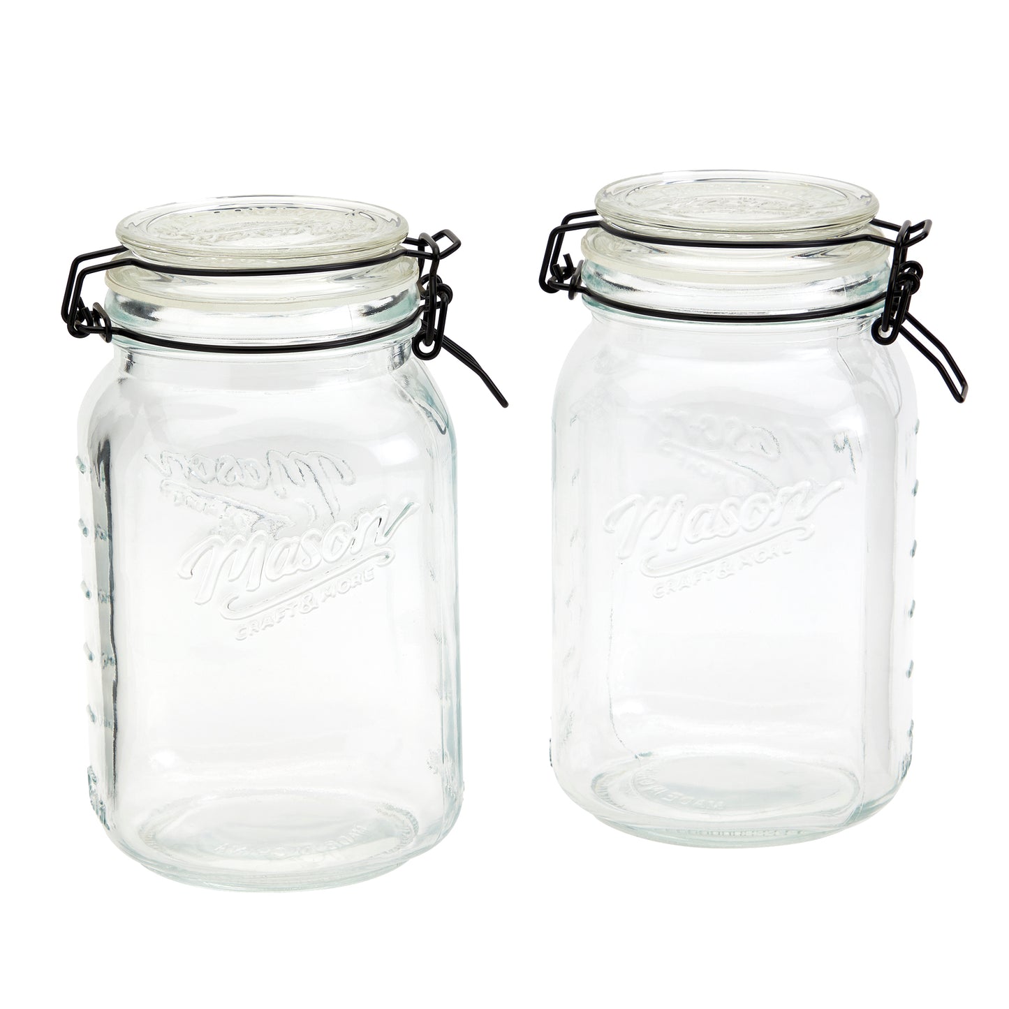 2-Piece Large Airtight Glass Clamp Jar Set, 1.5 Liter
