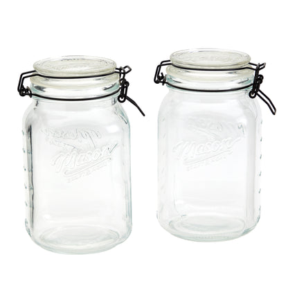 2-Piece Large Airtight Glass Clamp Jar Set, 1.5 Liter