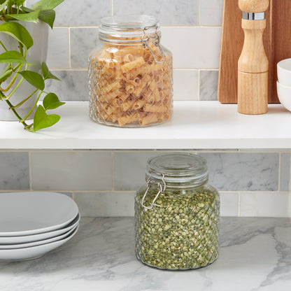 2-Piece Large Airtight Glass Clamp Jar Set, 1.5 Liter