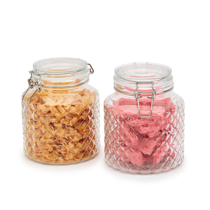 2-Piece Large Airtight Glass Clamp Jar Set, 1.5 Liter