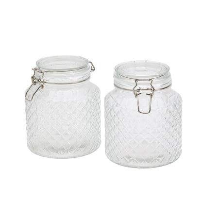 2-Piece Large Airtight Glass Clamp Jar Set, 1.5 Liter