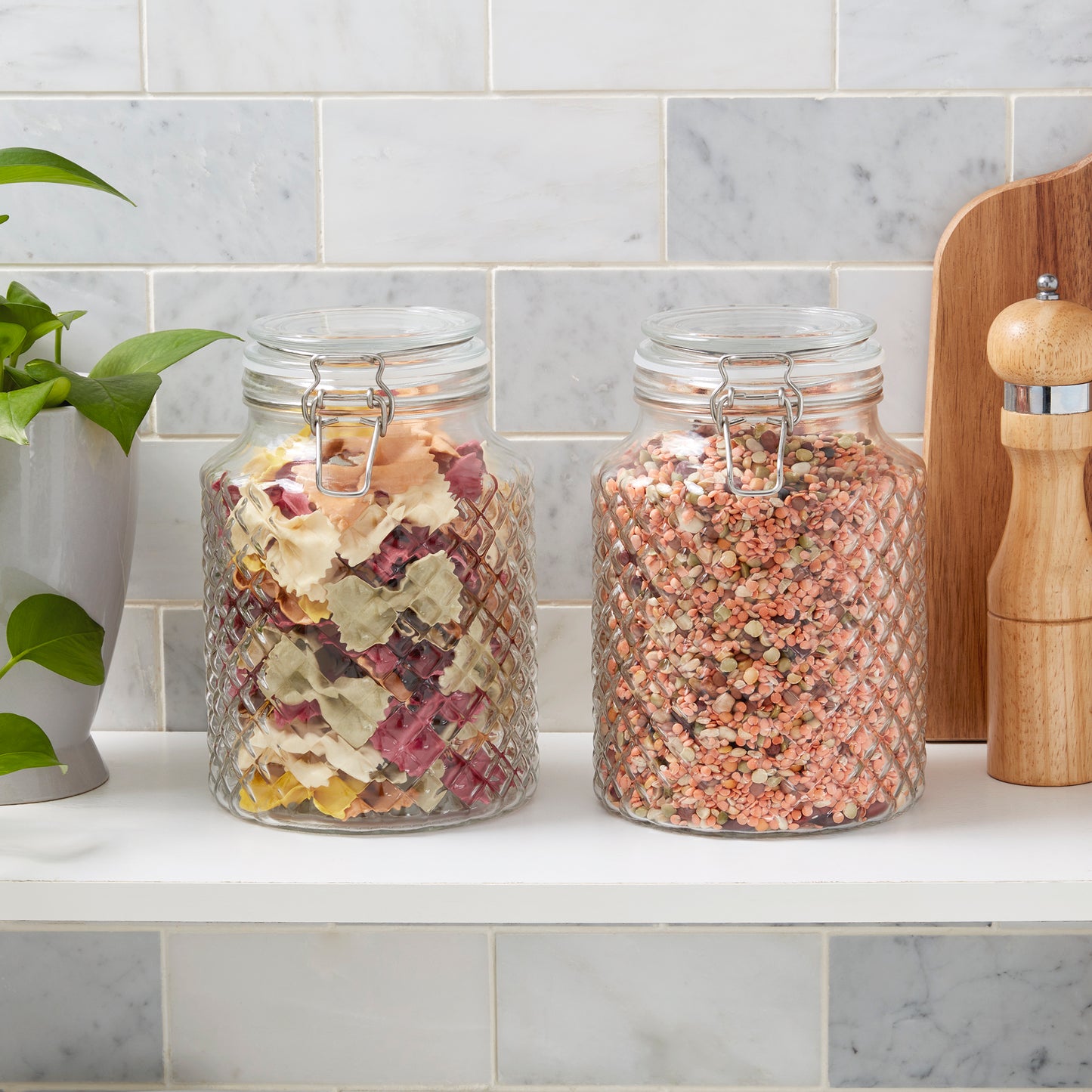 2-Piece Large Airtight Glass Clamp Jar Set, 2 Liter