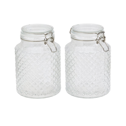 2-Piece Large Airtight Glass Clamp Jar Set, 2 Liter