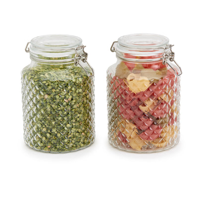 2-Piece Large Airtight Glass Clamp Jar Set, 2 Liter